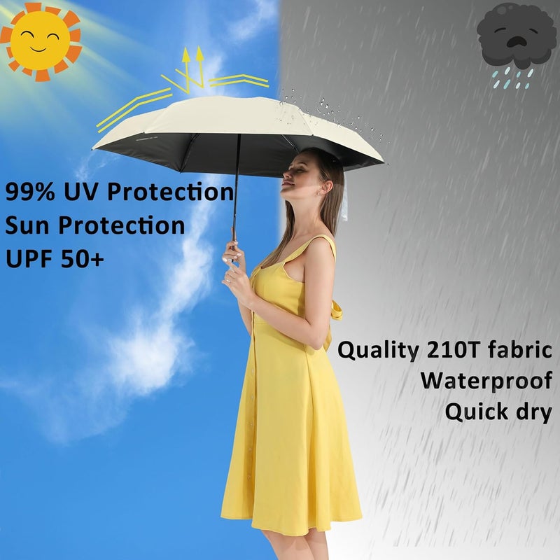 BAODINI Travel Essentials Mini Umbrella for Purse With Case Small Compact UV Sun Protection Lightweight Tiny Pocket Manual Open Close Umbrella for Women Kids and Men Fits Purse Backpack - Image 2